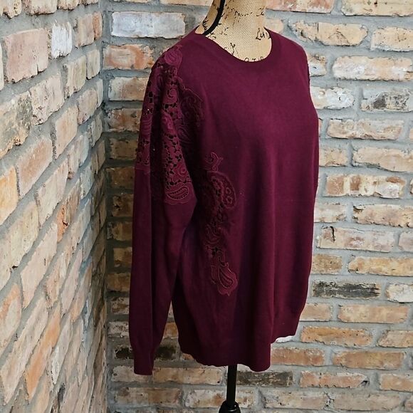NWT Ted Baker Ox Blood Lace Shoulder Jumper Size 5 - Picture 3 of 13
